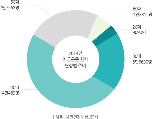 2014년 자궁근종 환자 연령별 추이